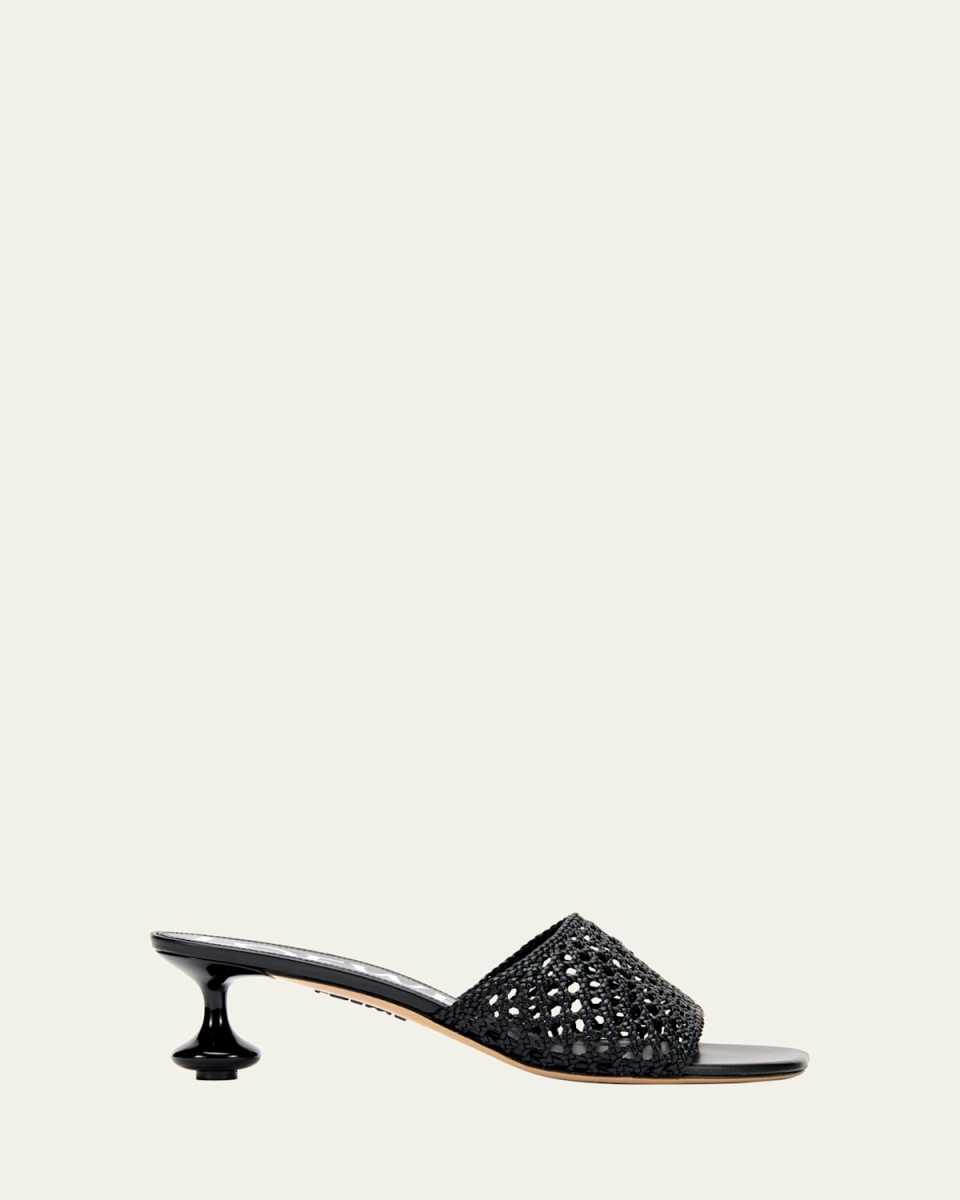 Toy Leather Woven Slide Sandals